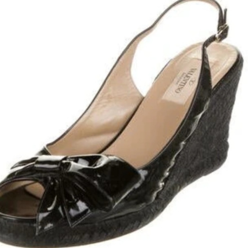 Valentino black wedge patent leather espadrilles - Picture 10 of 12